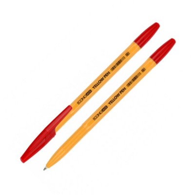 Ручка кулькова ECONOMIX YELLOW PEN 0,5 мм. Корпус жовтий, пише червоним