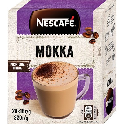 Напій кавовий NESCAFE розчинний у стіках 20 шт х 16 г(Latte Mokka Cfhhuccino)