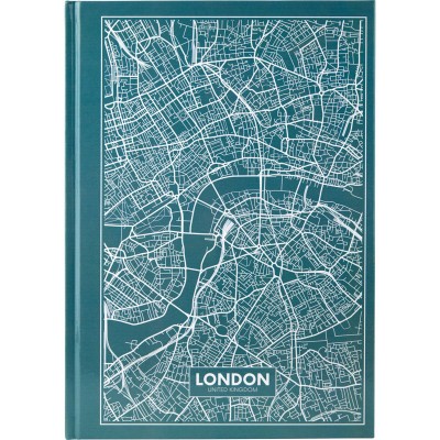 Книга записна А4 Maps London, 96арк., кліт., бірюзовий