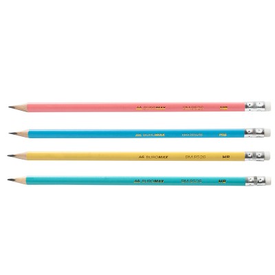 Олівець графітовий PASTEL, HB, асорті, з гумкою, туба - 20 шт.