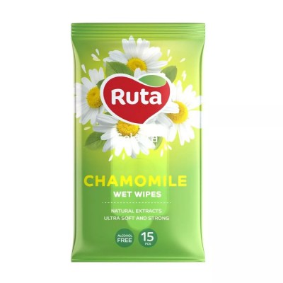 Серветки вологі "Ruta Selecta" Chamomile 15 шт, з екстрактом ромашки