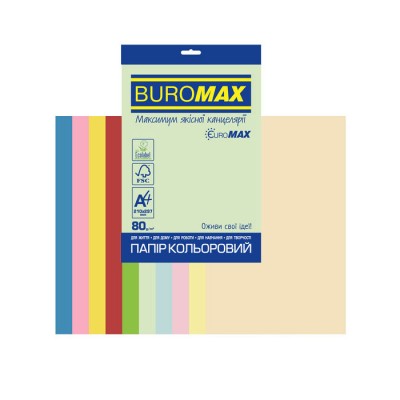 Набор цветной бумаги PASTEL+INTENSIVE, EUROMAX, 10 цв., 50 л., А4, 80 г/м²