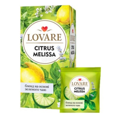 Чай Lovare, Citrus melissa, трав'яний та зелений з ароматом лимона 24 шт. х 1,5 г