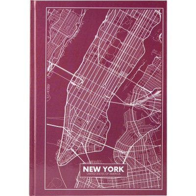 Книга записна А4 Maps New York, 96арк., кліт., рожево-корич.