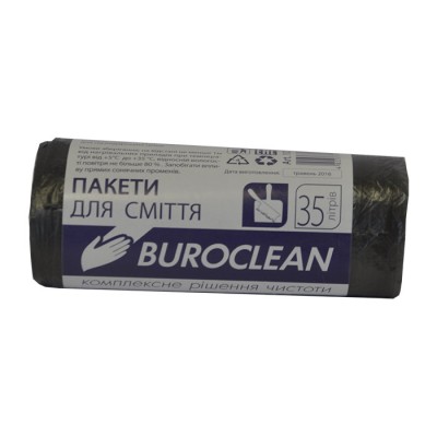 Пакети для сміття 60л/40шт, чорні BuroClean ECO