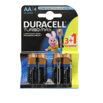 DURACELL TurboMax AA батарейки алк 1.5V LR6 3шт+1 б/к Бельгія