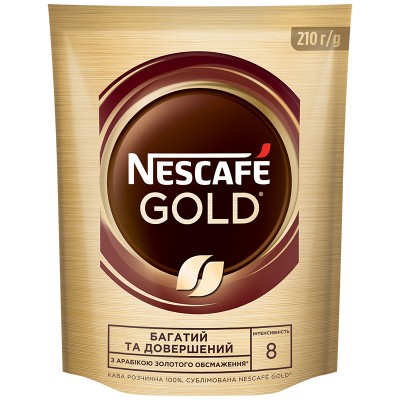 Кава Nescafe Gold розчинна пакет 210 г