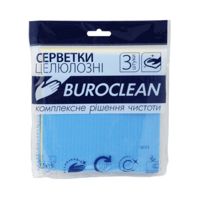 Серветки целюлозні вологопоглинаючі Buroclean 15х15, 3 шт/уп