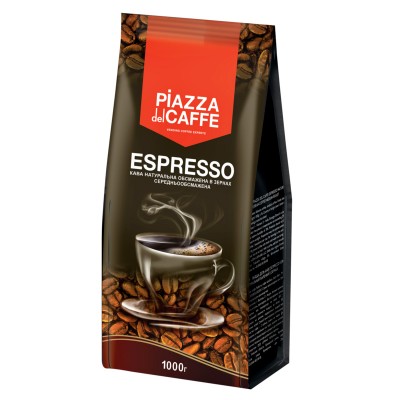 Кава в зернах Piazza del Caffe "Espresso", середнього обсмаження, 1 кг