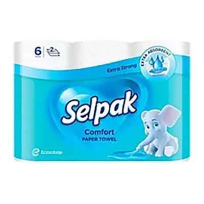 Рушники папер. SELPAK Comfort 6рул. 2шар/90о білі 32363903