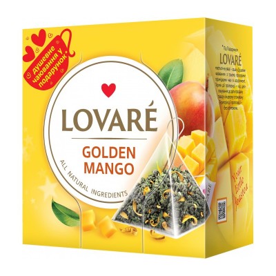 Чай Lovare, Golden Mango, 15 пак. х 2 г, Золотий манго, зелений