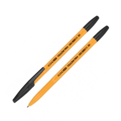 Ручка кулькова ECONOMIX YELLOW PEN 0,5 мм. Корпус жовтий, пише чорним