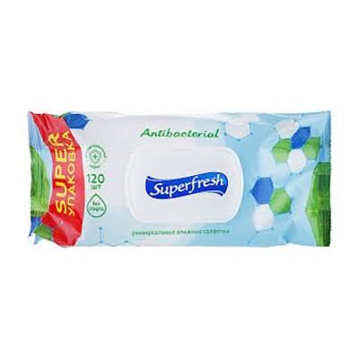 Серветки вологі SuperFresh 120шт Антибактеріальні з клапаном ФБ-42105627