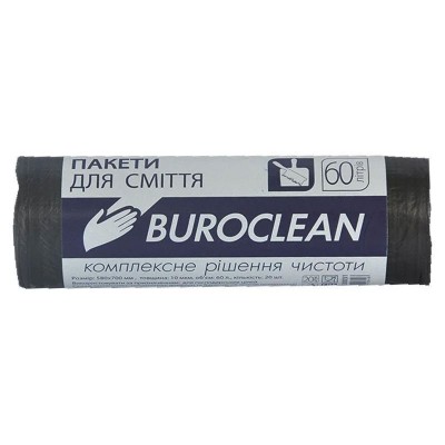 Пакети для сміття 60л/40шт, чорні BuroClean ECO