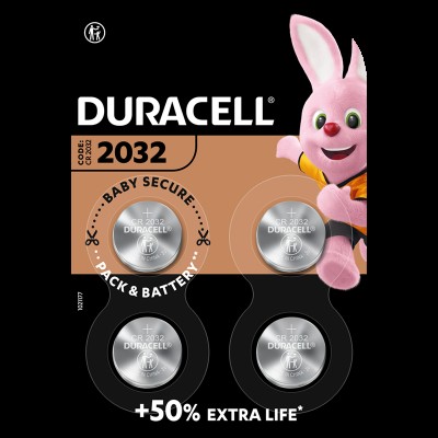 DURACELL пласкі батарейки литієві 3V 2032 4шт Китай