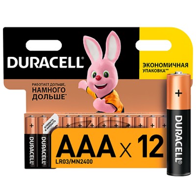 DURACELL Basic AAА батарейки алк 1.5V LR03 12шт(6*2шт) отр набір Китай