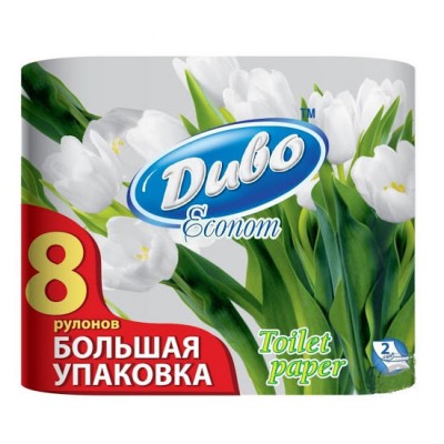 Туал. папір 8 рул. Диво Економ Обухів 2шар. целюл. білий