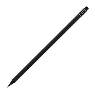 Олівець чорнографітний круглий Optima All BLACK HB корпус чорний, з гумкою