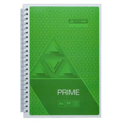 Зошит на пружині PRIME А5, 96л., клітка, в картонній обкладинці, салатовий