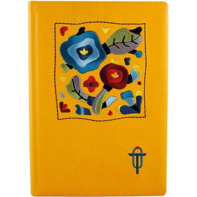 Щоденник недатований, "Вишивка квадрат", кремовий блок, лінія, А5, жовтий (Олеся Теліженко)