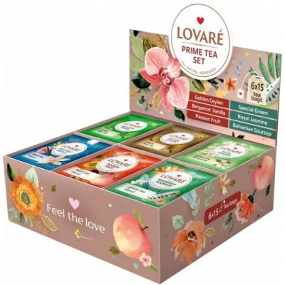 Чай Lovare "Prime Tea Set" 90 пак/уп асорті 6 видів